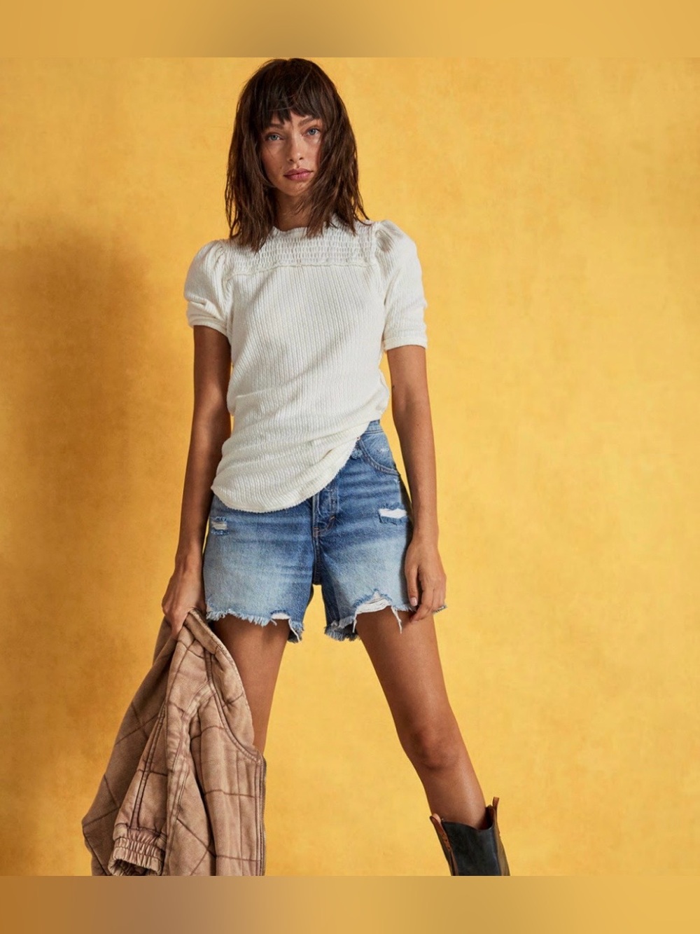 Free people care red delicious tee